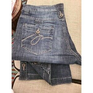 PZI Women's Blue Denim Cotton Mid Rise Straight Jeans Casual Pants Size 29